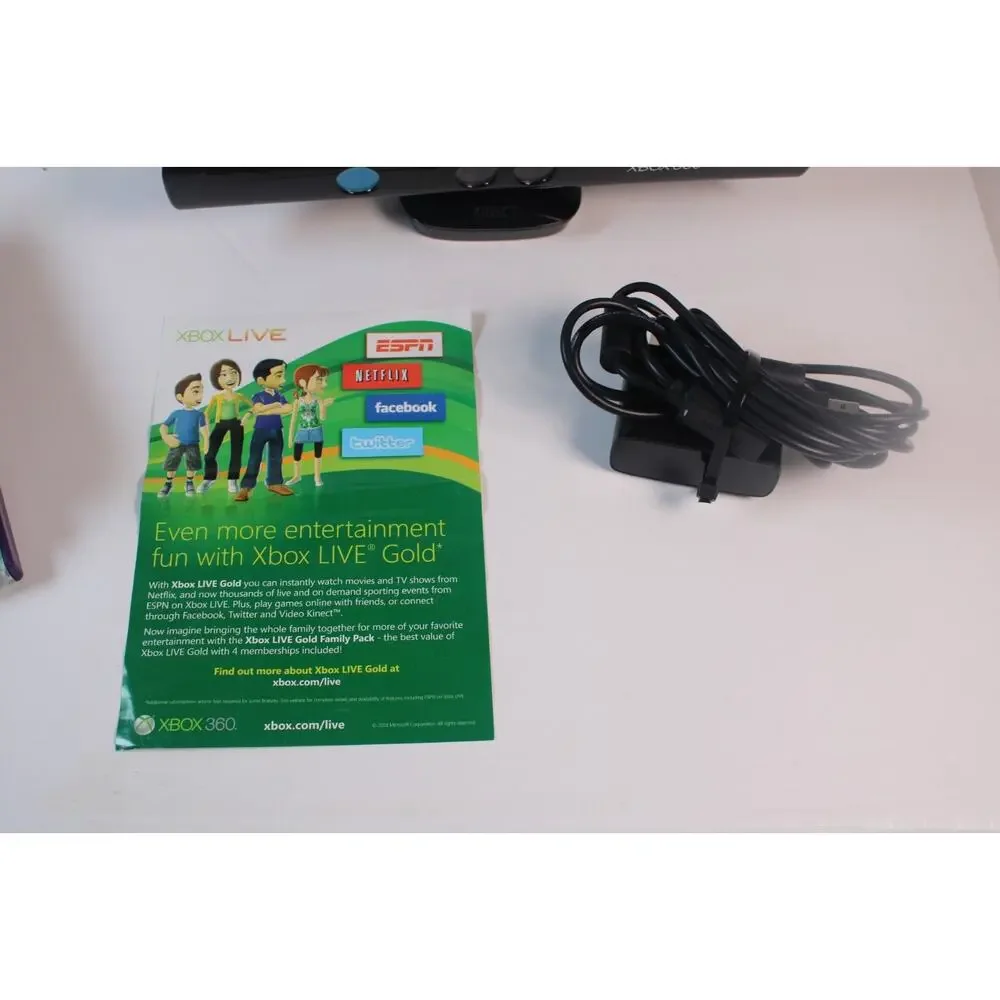 Microsoft Xbox 360 Kinect Sensor Bar In Box With 4 Games & AC Adapter Tested